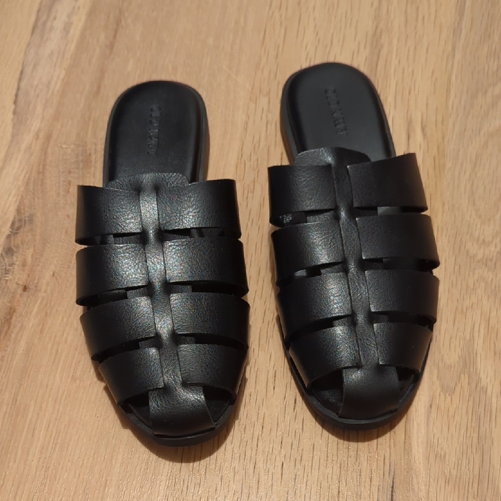 Women's Old Navy Black Woven Slide Sandals Size 6